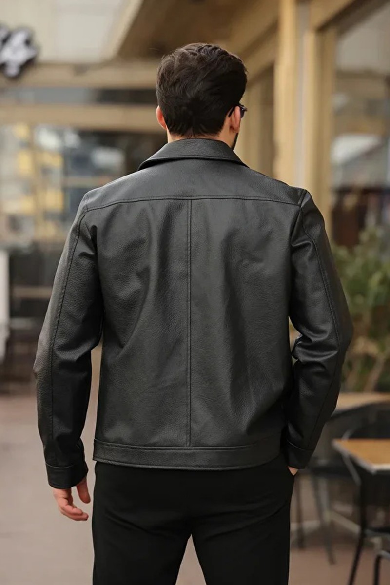 Men's Leather Jacket - Black - Conor
