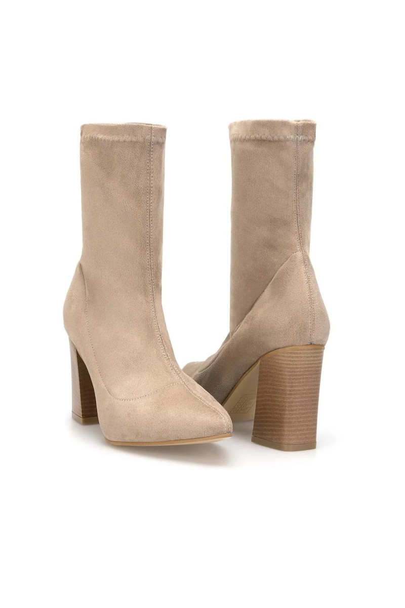 Women's Heeled Boots - Beige - DS Kate