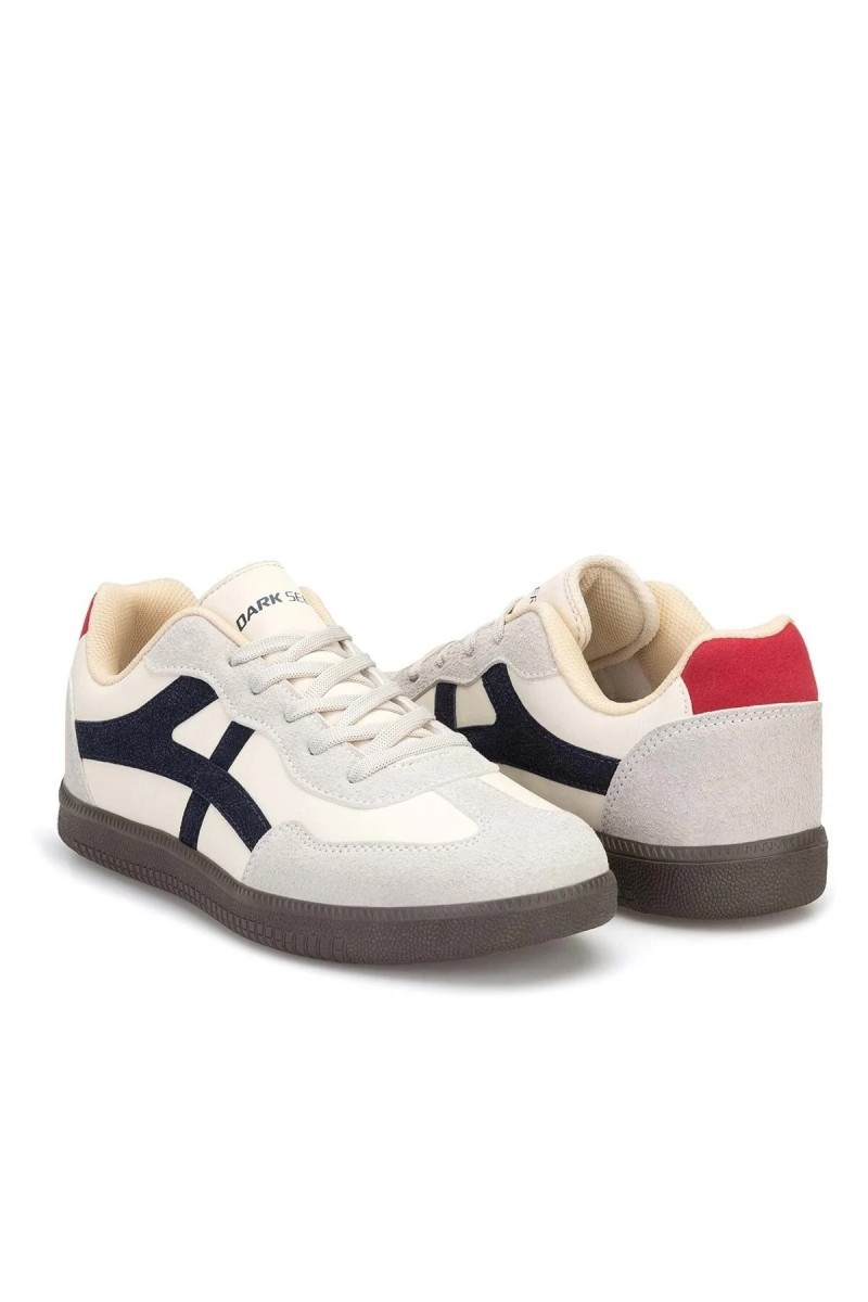 Womens Sneakers - Beige Dark Blue - Ruby