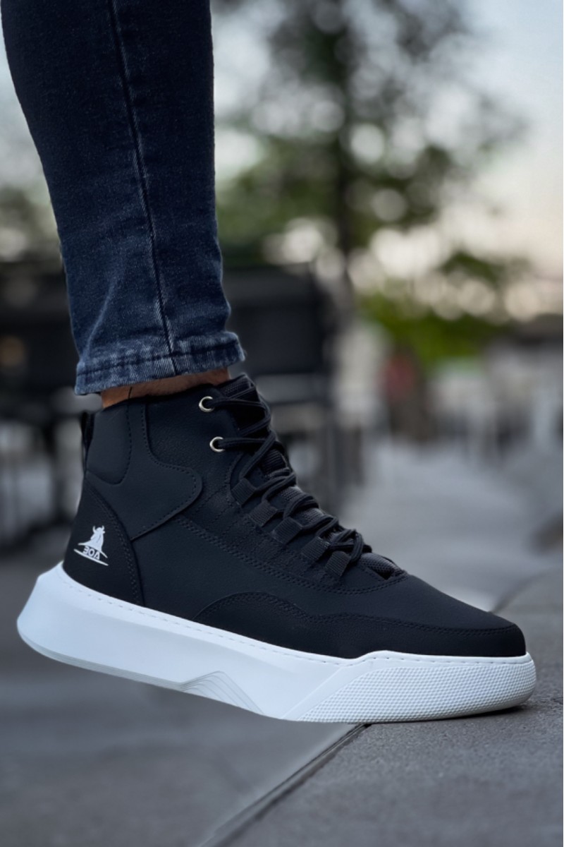 Mens Boots - Black White - 0192