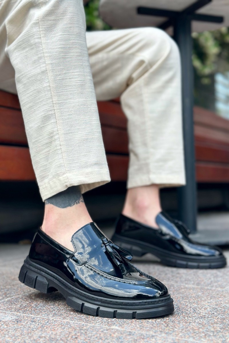 Mens Loafer - Black Patent Leather - 0240