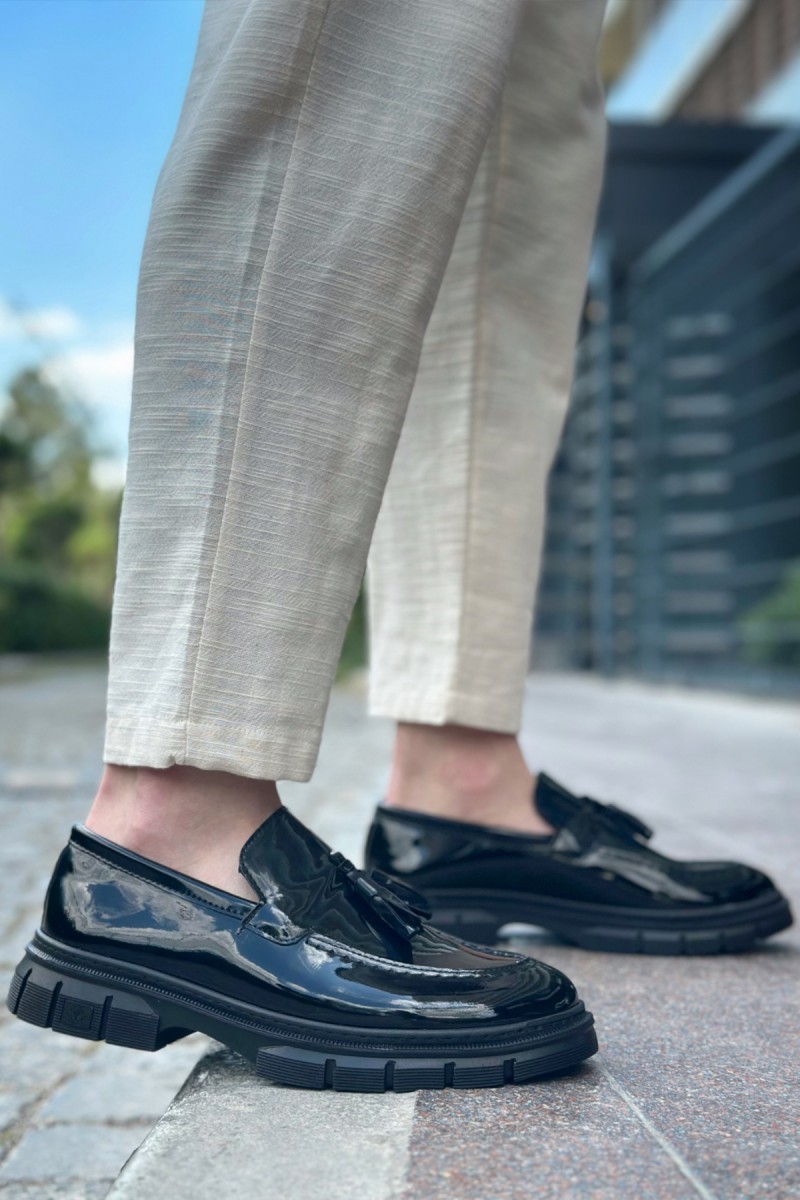 Mens Loafer - Black Patent Leather - 0240