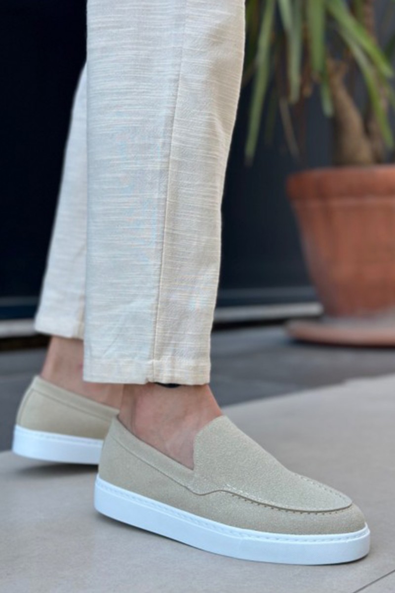 Mens Loafer - Beige Suede - 0241