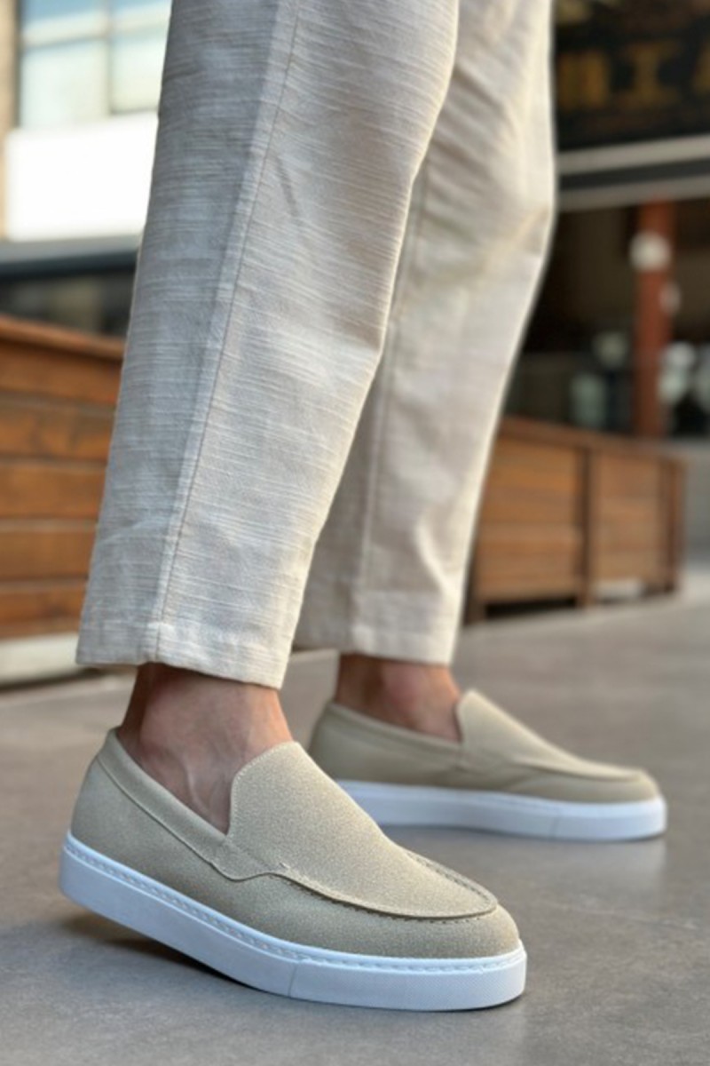 Mens Loafer - Beige Suede - 0241