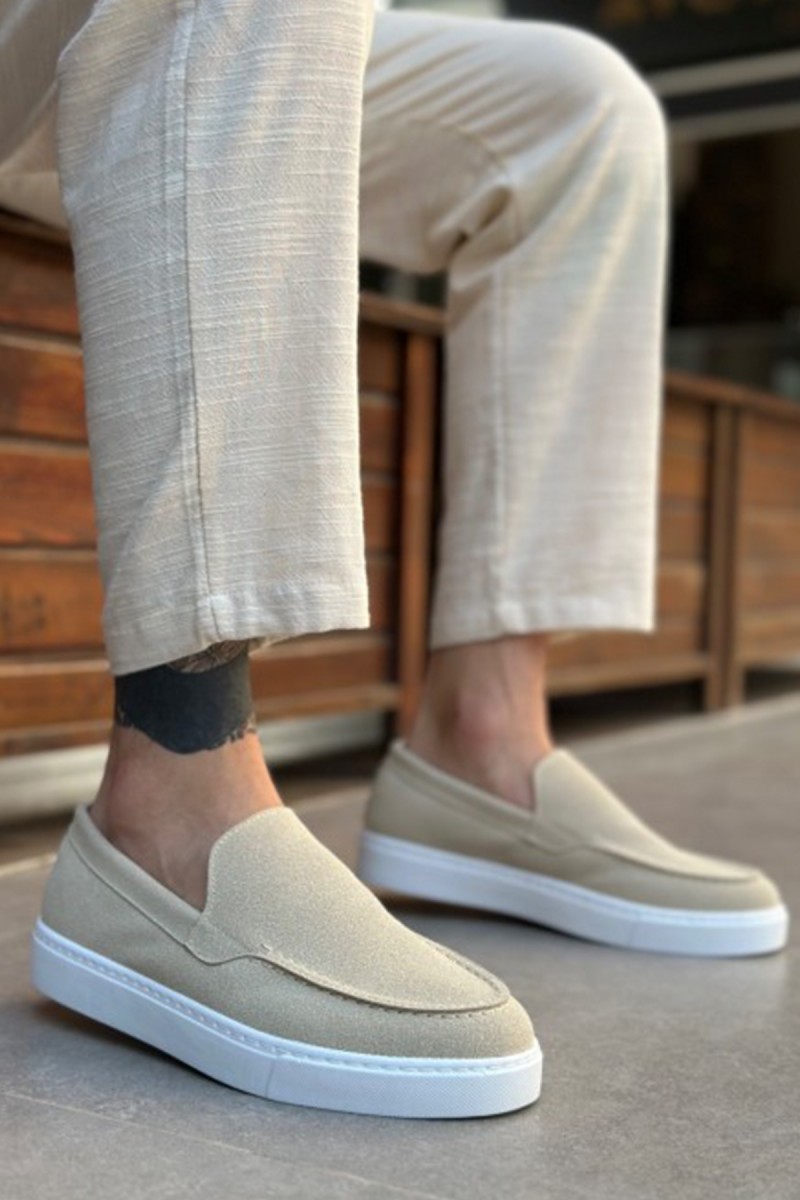 Mens Loafer - Beige Suede - 0241