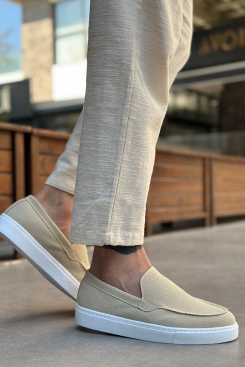 Mens Loafer - Beige Suede - 0241