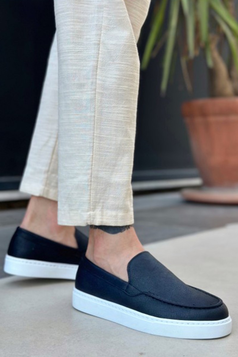 Mens Loafer - Black White - 0241