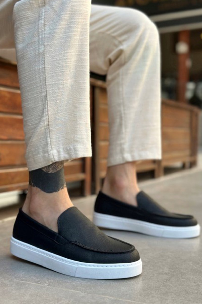 Mens Loafer - Black White - 0241