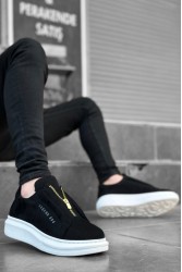 Mens Sneakers - Black White Suede - 0310