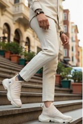 Mens High Top Sneakers - Beige - 0401 Mens High Top Sneakers - Beige - 0401
