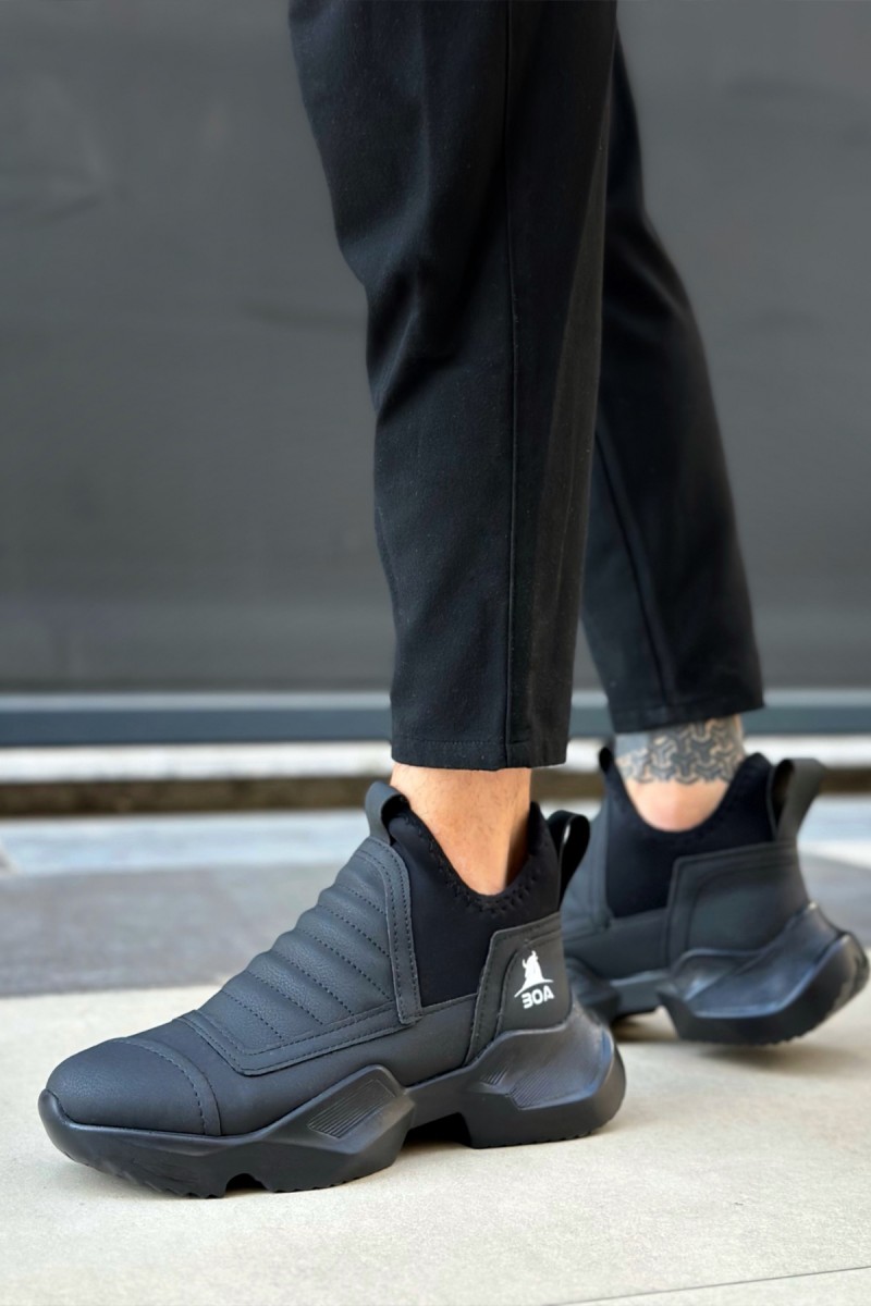 Mens High Top Sneakers - Black - 0401 Mens High Top Sneakers - Black - 0401