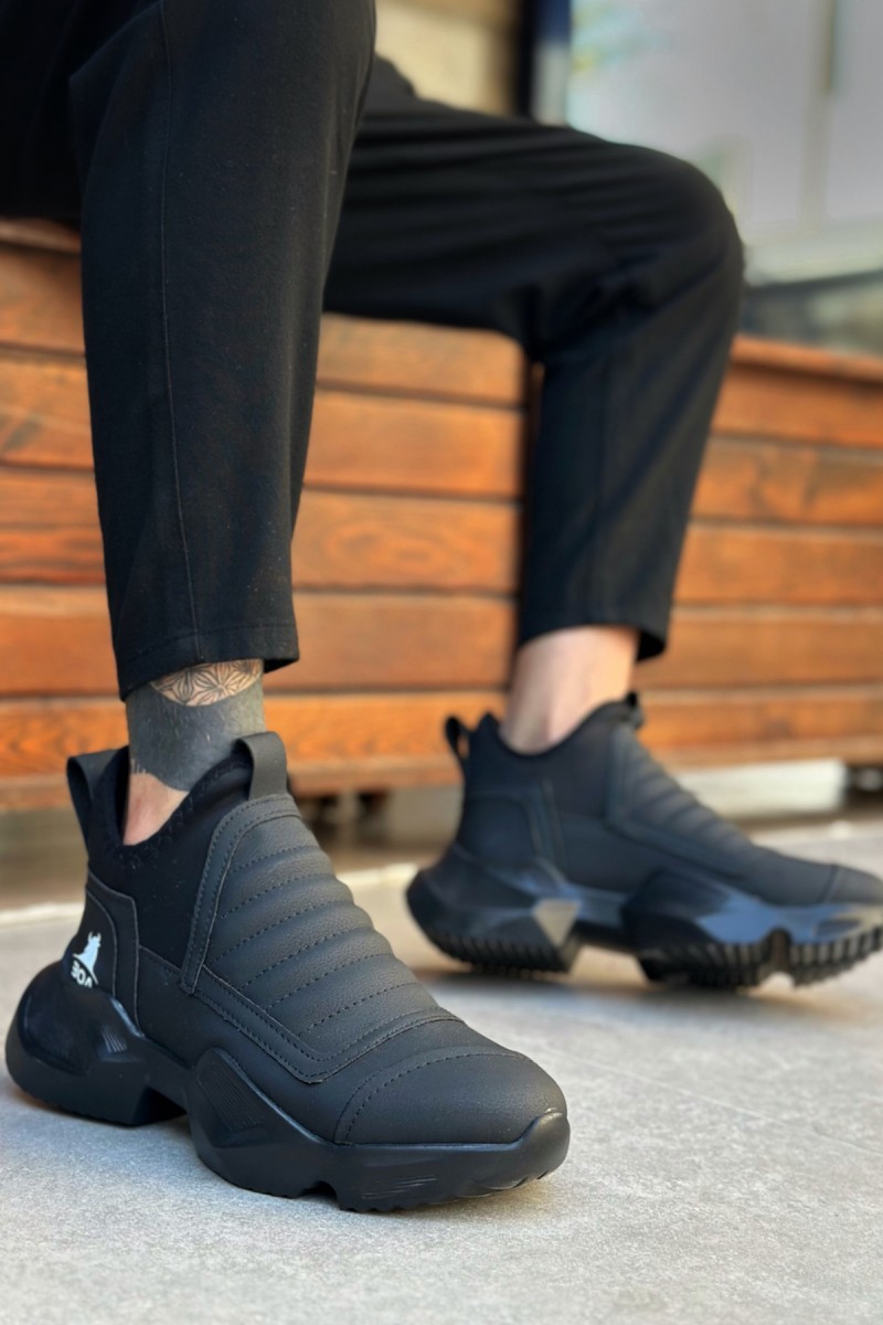 Mens High Top Sneakers - Black - 0401 Mens High Top Sneakers - Black - 0401