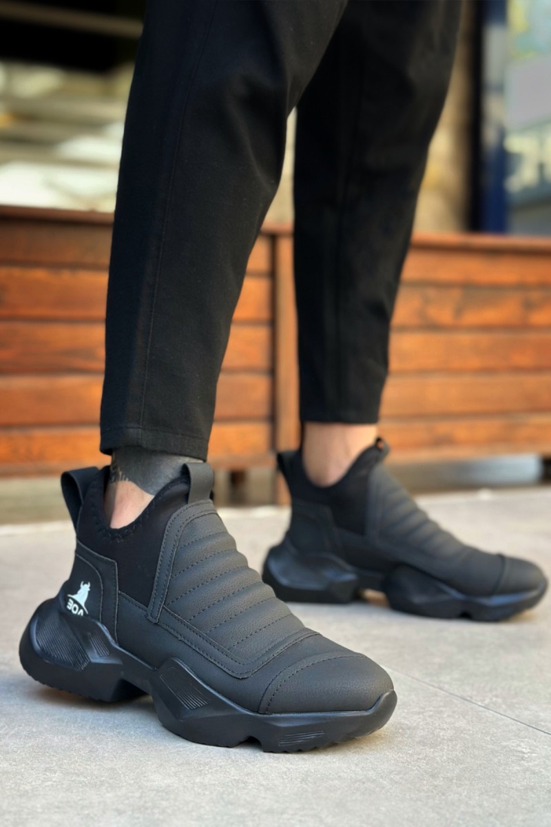 Mens High Top Sneakers - Black - 0401 Mens High Top Sneakers - Black - 0401