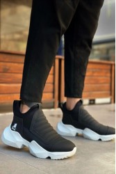 Mens High Top Sneakers - Black White - 0401