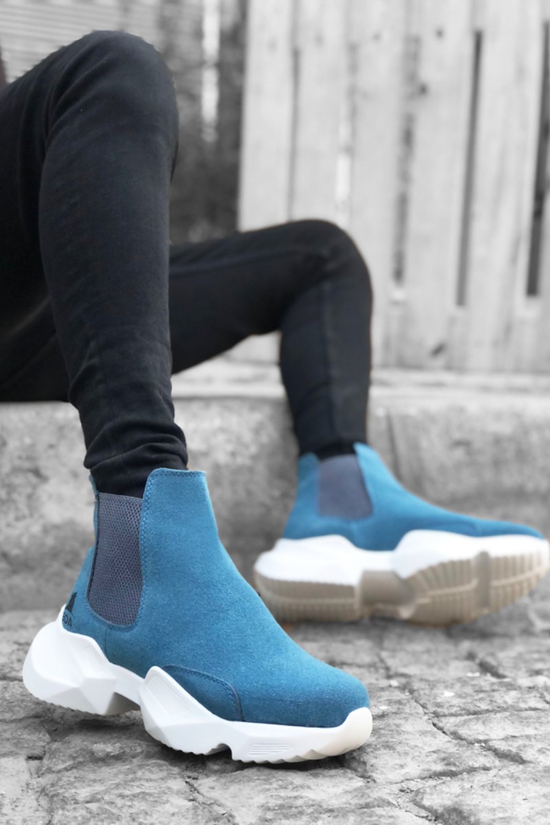 Mens High Top Sneakers - Blue - 0444