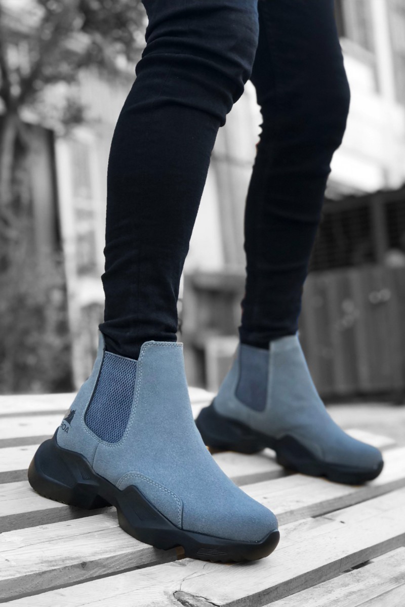 Mens High Top Sneakers - Dark Gray Suede - 0444