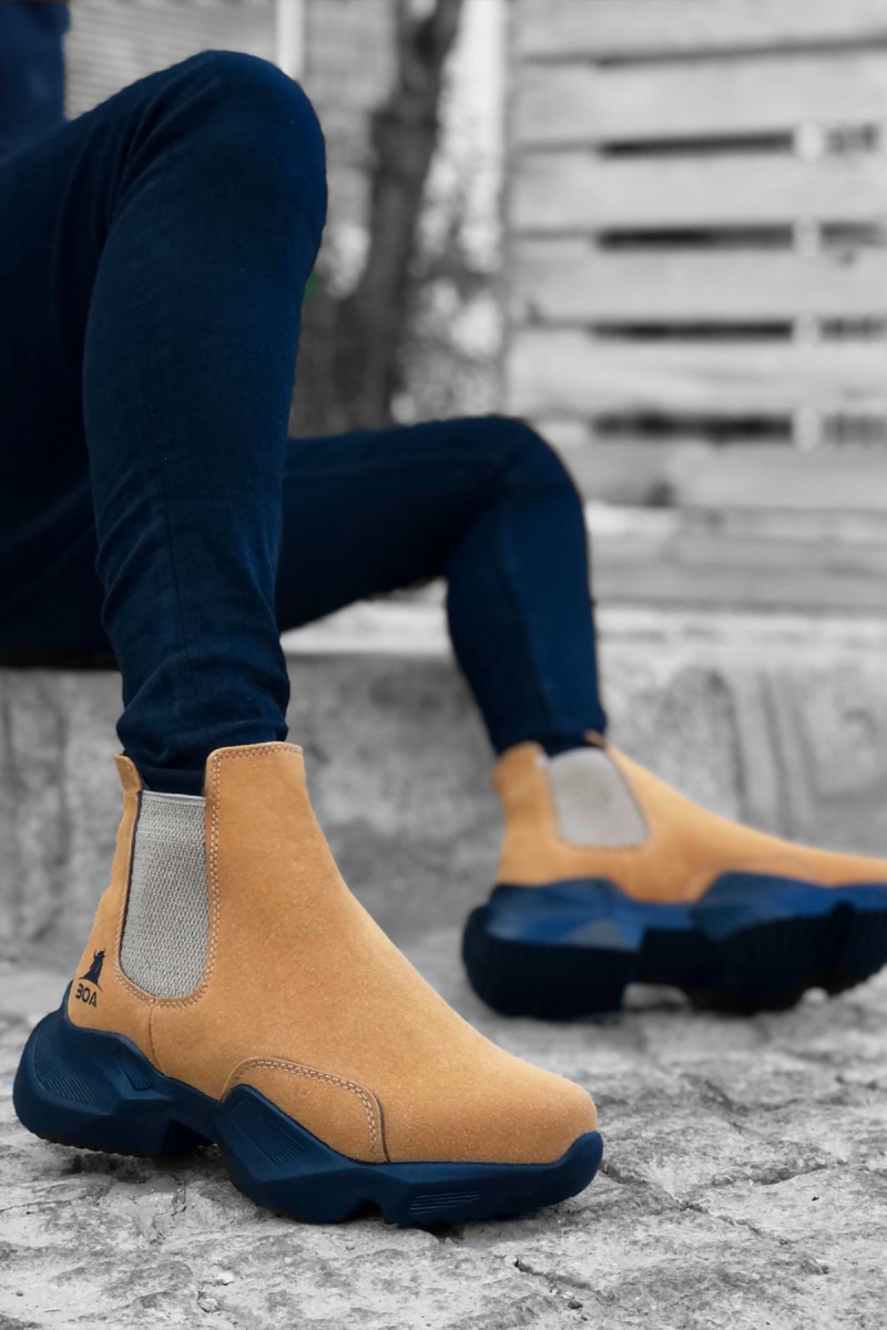 Mens High Top Sneakers - Camel - 0444
