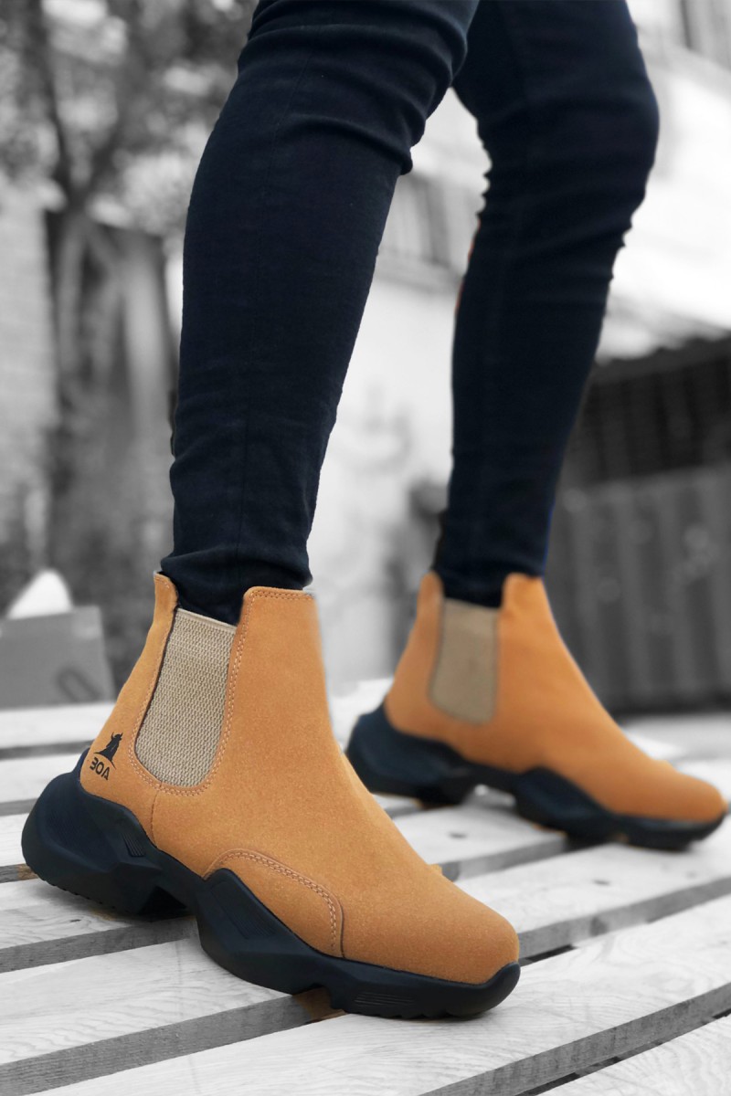 Mens High Top Sneakers - Camel - 0444