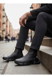 Mens High Top Sneakers - Black - 0444 Mens High Top Sneakers - Black - 0444