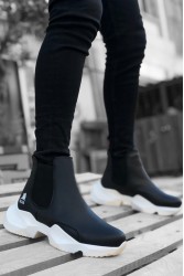 Mens High Top Sneakers - Black White - 0444