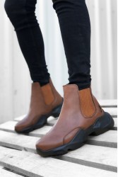 Mens High Top Sneakers - Tan Black - 0444
