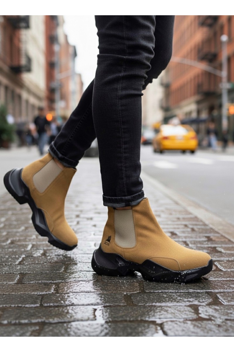 Mens High Top Sneakers - Camel - 0444 Mens High Top Sneakers - Camel - 0444