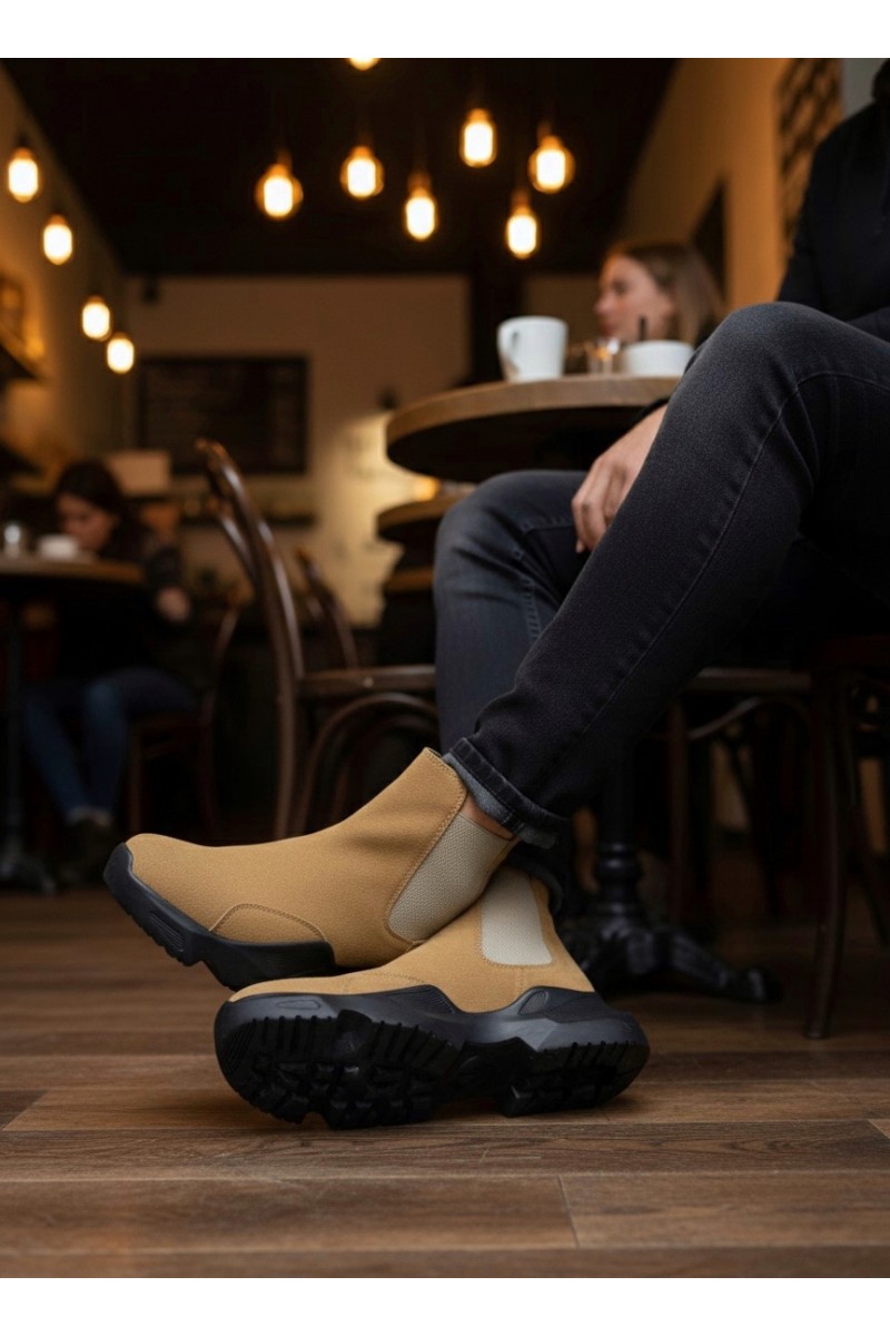 Mens High Top Sneakers - Camel - 0444 Mens High Top Sneakers - Camel - 0444