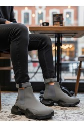Mens High Top Sneakers - Dark Gray Suede - 0444 Mens High Top Sneakers - Dark Gray Suede - 0444