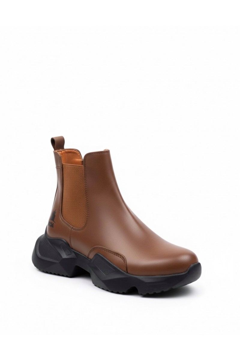 Mens High Top Sneakers - Tan Black - 0444 Mens High Top Sneakers - Tan Black - 0444