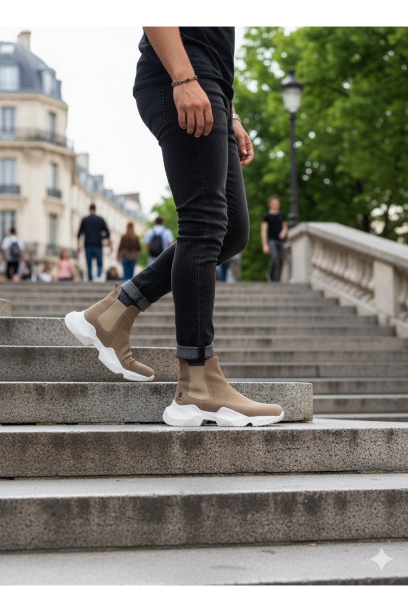 Mens High Top Sneakers - Mink - 0444 Mens High Top Sneakers - Mink - 0444