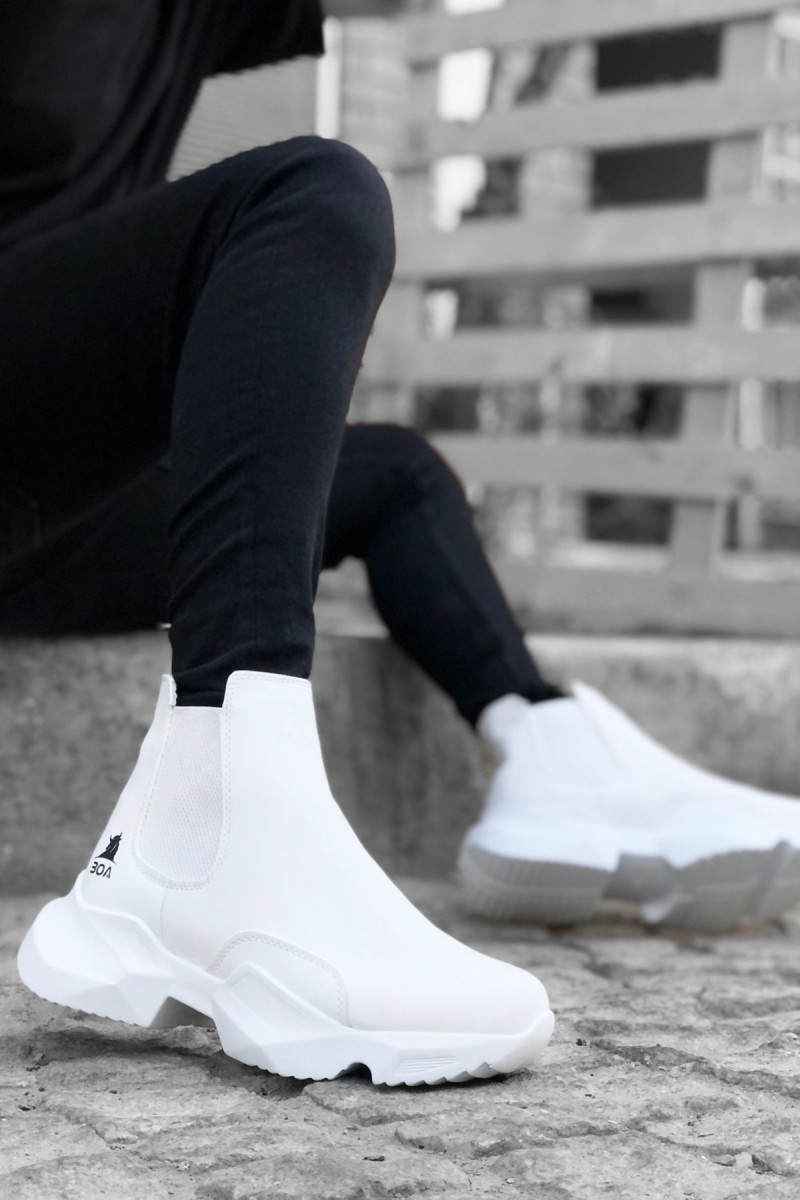 Mens High Top Sneakers - White - 0444