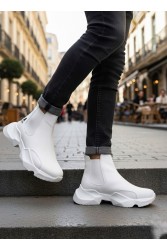 Mens High Top Sneakers - White - 0444 Mens High Top Sneakers - White - 0444