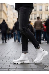 Mens High Top Sneakers - White - 0444 Mens High Top Sneakers - White - 0444