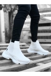 Mens High Top Sneakers - White - 0444 Mens High Top Sneakers - White - 0444