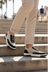 Mens Sneakers - Beige Black - 0911