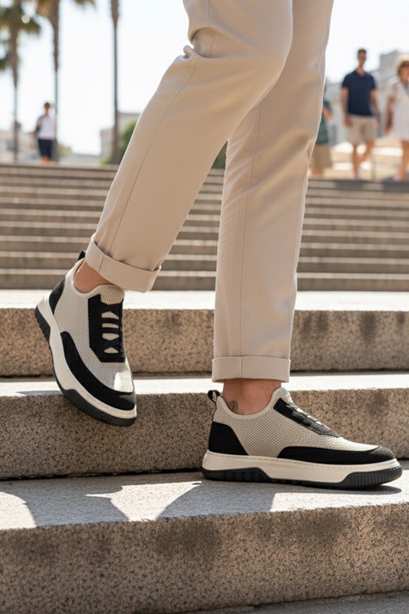 Mens Sneakers - Beige Black - 0911