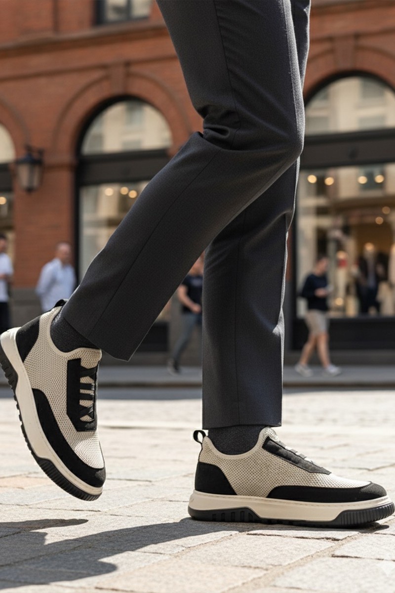 Mens Sneakers - Beige Black - 0911