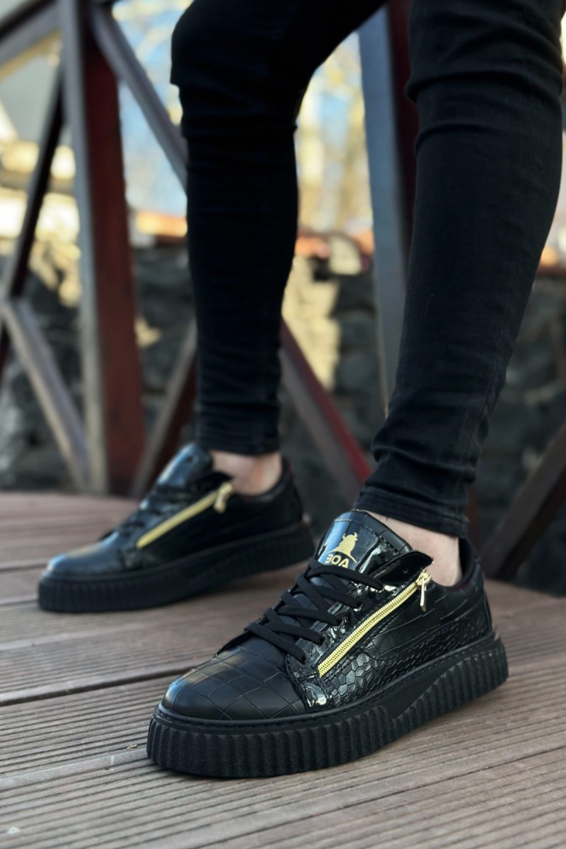 Mens Sneakers - Black - Zipper 308