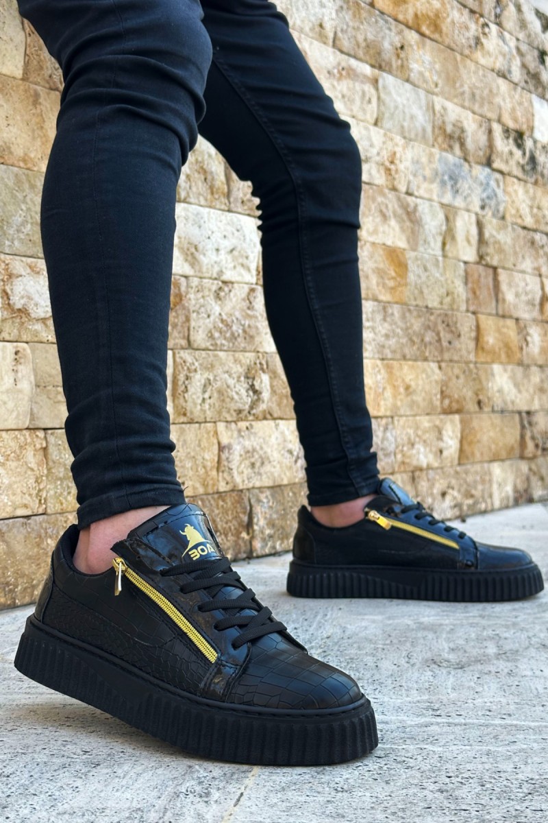 Mens Sneakers - Black - Zipper 308
