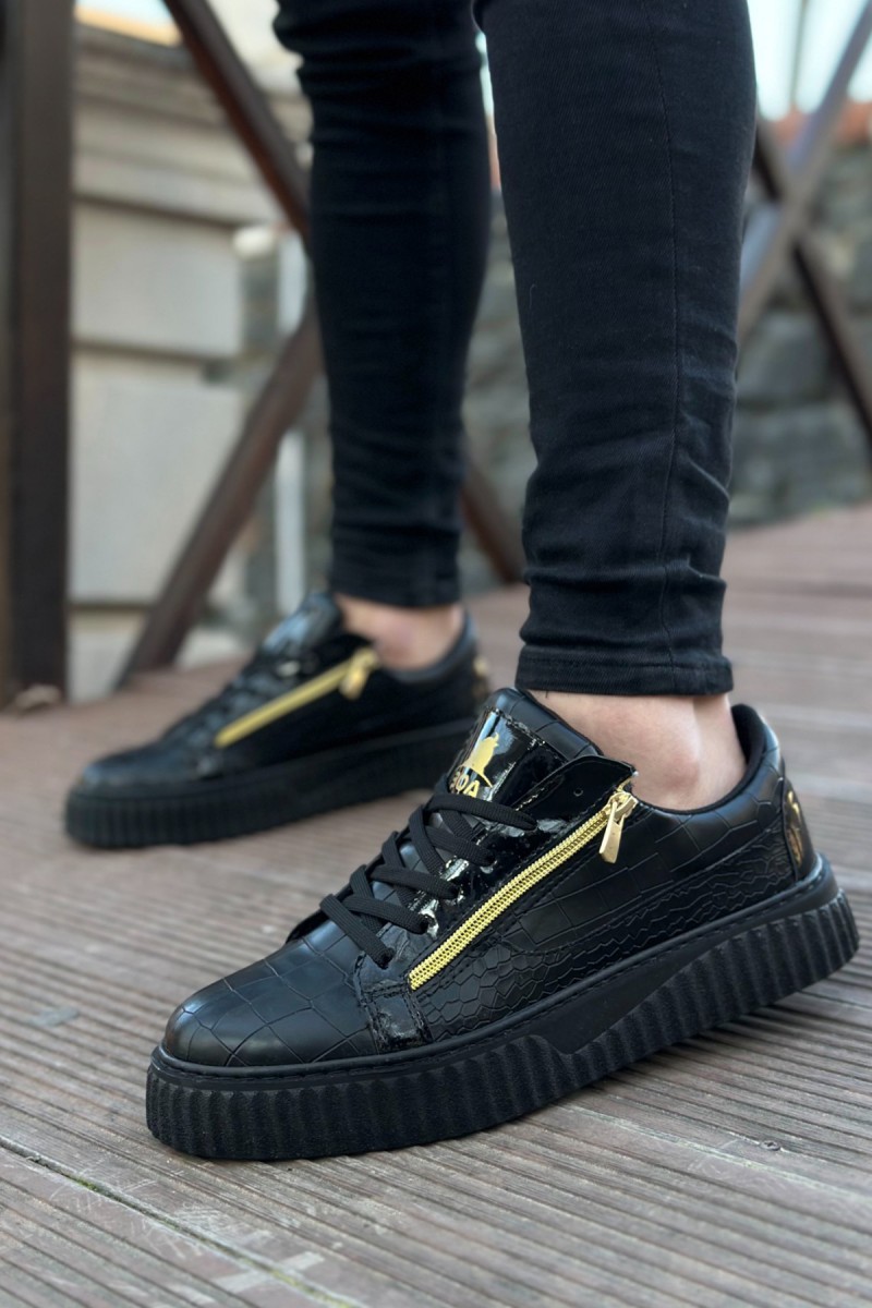 Mens Sneakers - Black - Zipper 308