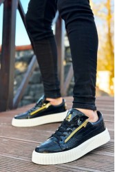 Mens Sneakers - Black White - Zipper 308