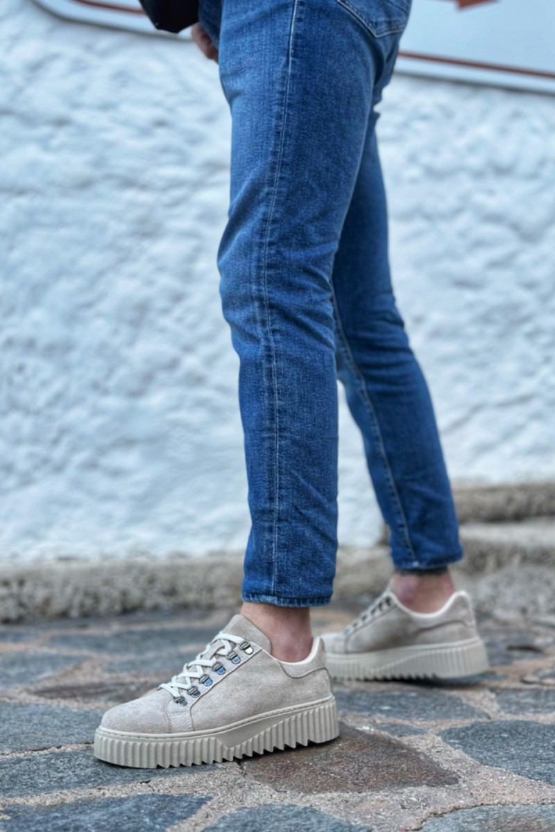 Mens Sneakers - Beige Suede - 505
