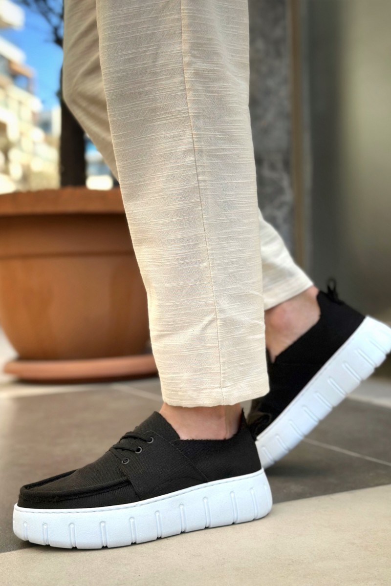 Mens Casual Shoes - Black White - 676