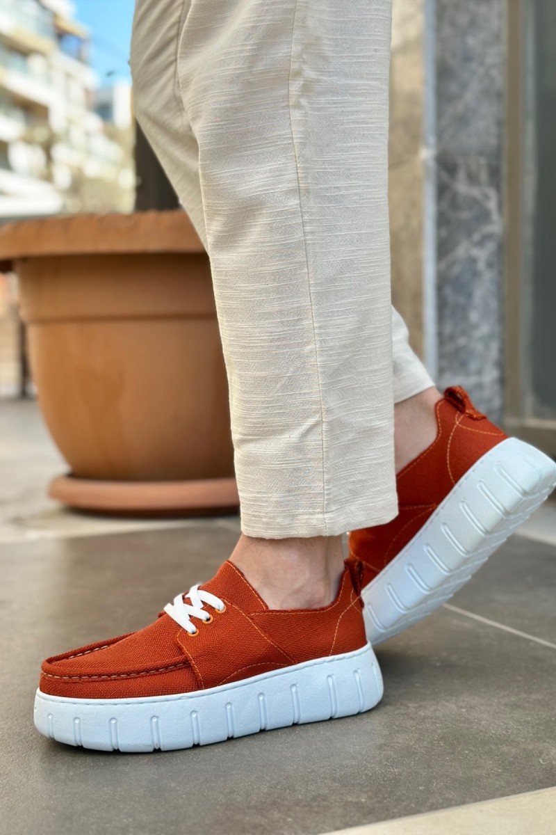 Mens Casual Shoes - Orange - 676