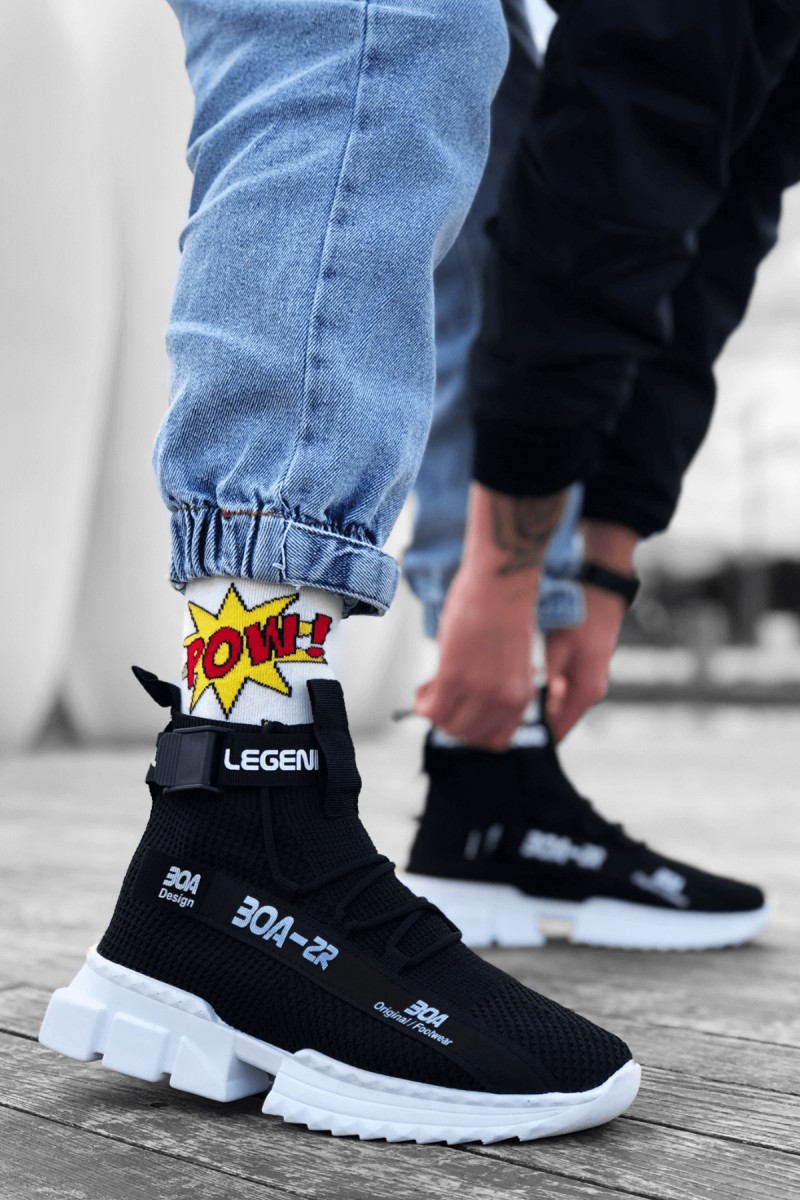 Mens Sneakers - Black White - Agron
