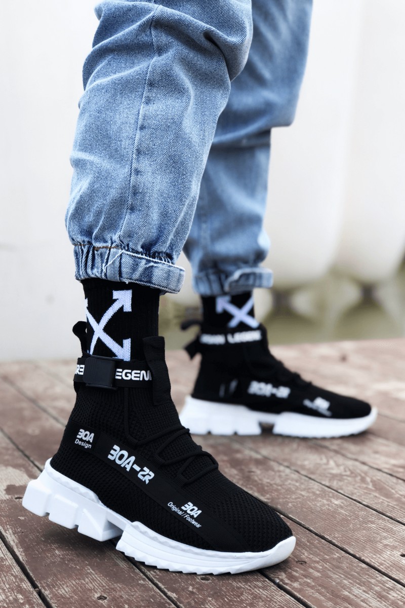 Mens Sneakers - Black White - Agron