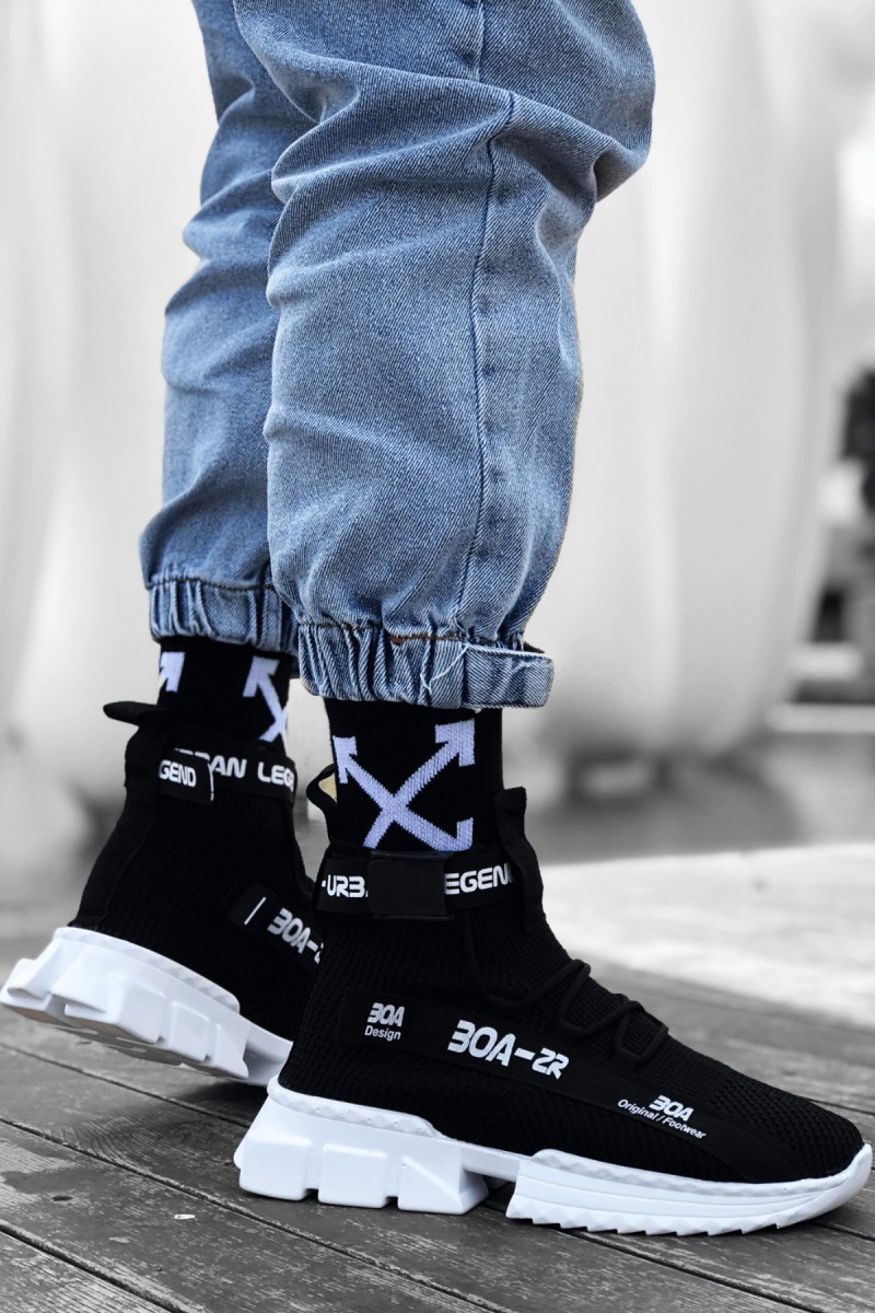 Mens Sneakers - Black White - Agron