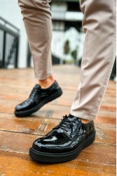 Mens Classic Shoes - Black Patent Leather - 001