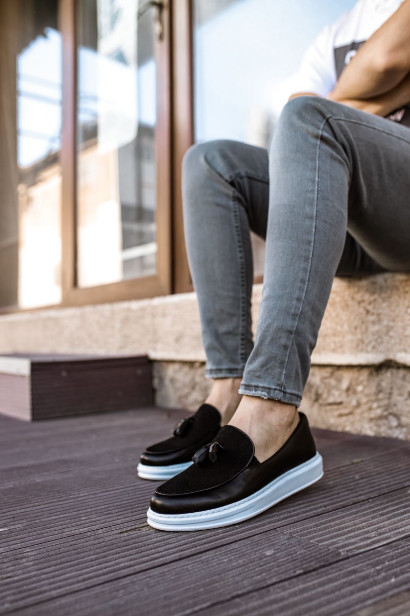 Mens Loafer - Black White - 002
