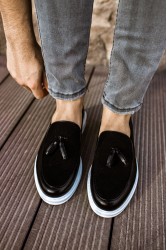 Mens Loafer - Black White - 002